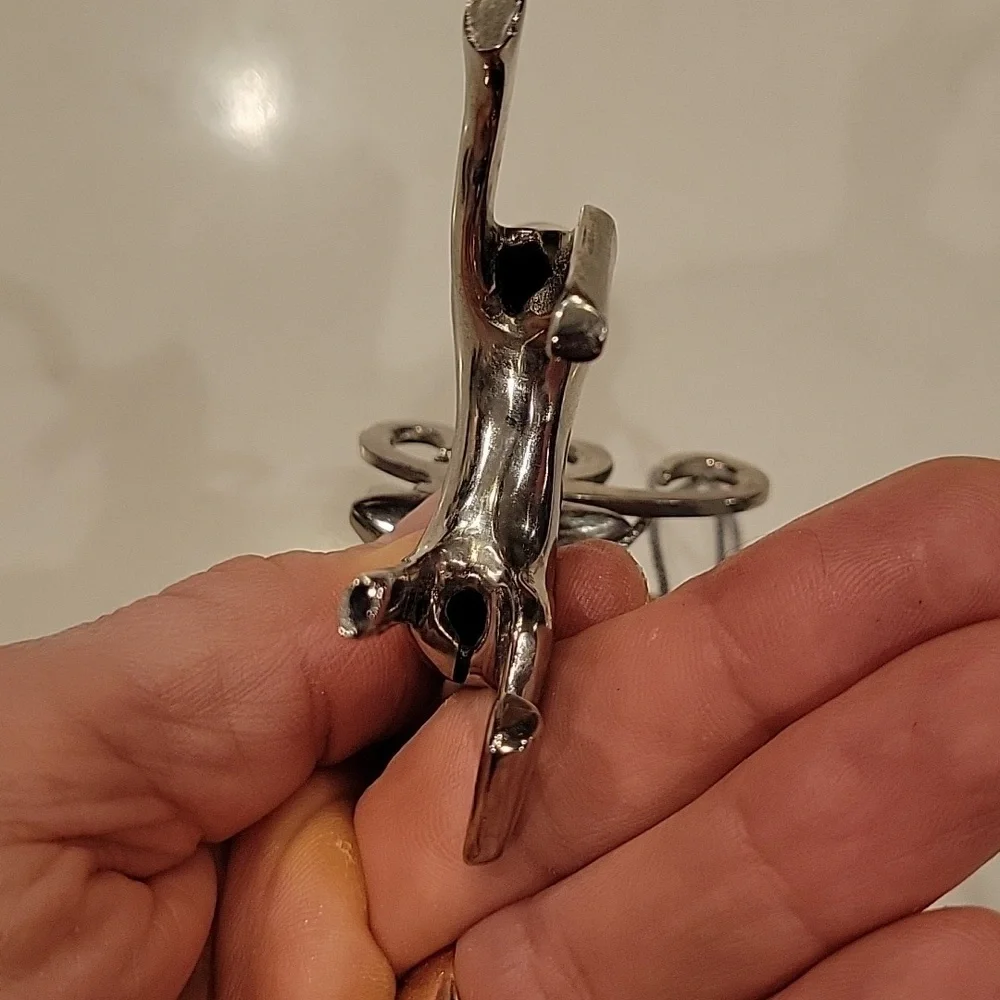 Pottery Barn Silver Heavy Reindeer Ornament